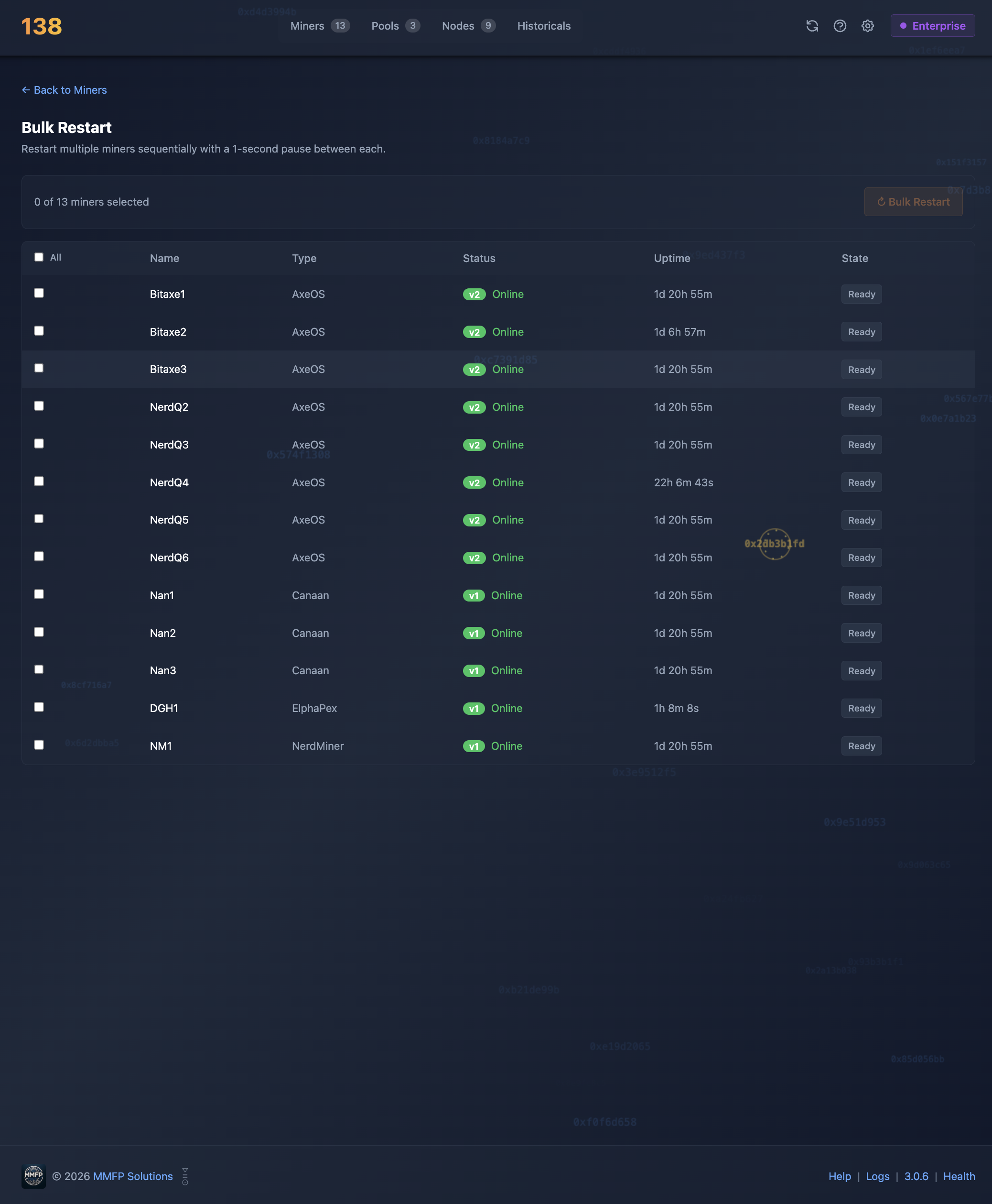 Bulk Restart - Restart any set of miners sequentially