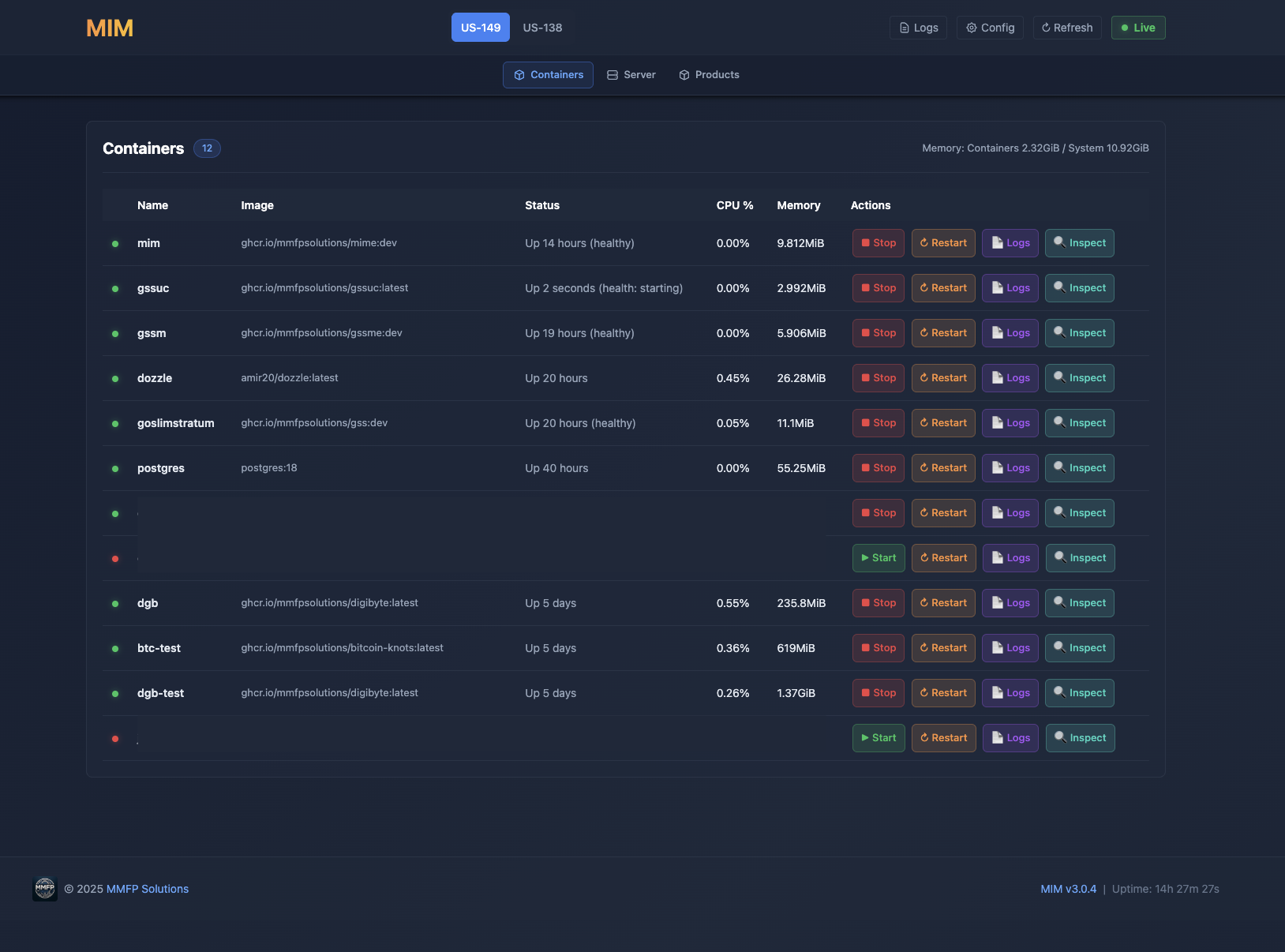 MIM Container Management