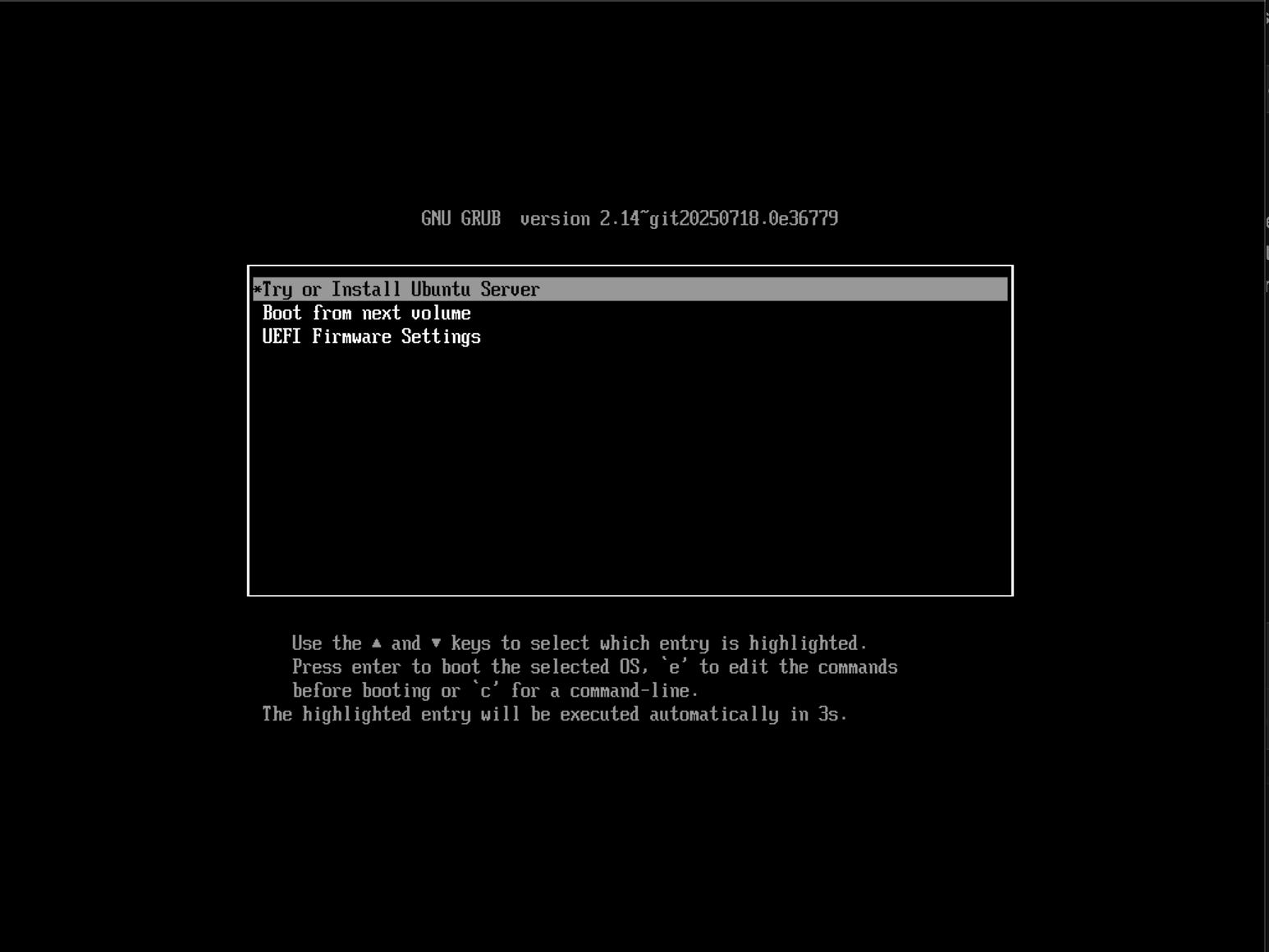 Ubuntu Server boot screen